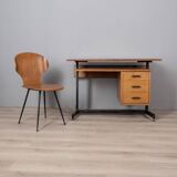 Vintage 1960s wooden desk and chair set italian design