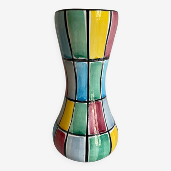 Schramberg Majolika Fabrik ceramic vase Mondrian style