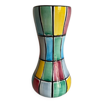 Vase céramique Schramberg Majolika Fabrik style Mondrian