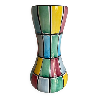 Schramberg Majolika Fabrik ceramic vase Mondrian style