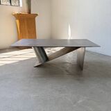 Handcrafted metal coffee table from the 1970s