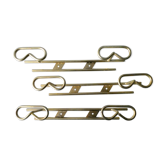 Set de 3 portemanteaux en métal doré années 60