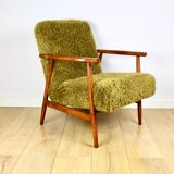 Vintage armchair, 1970s, red fox - high pile Camel