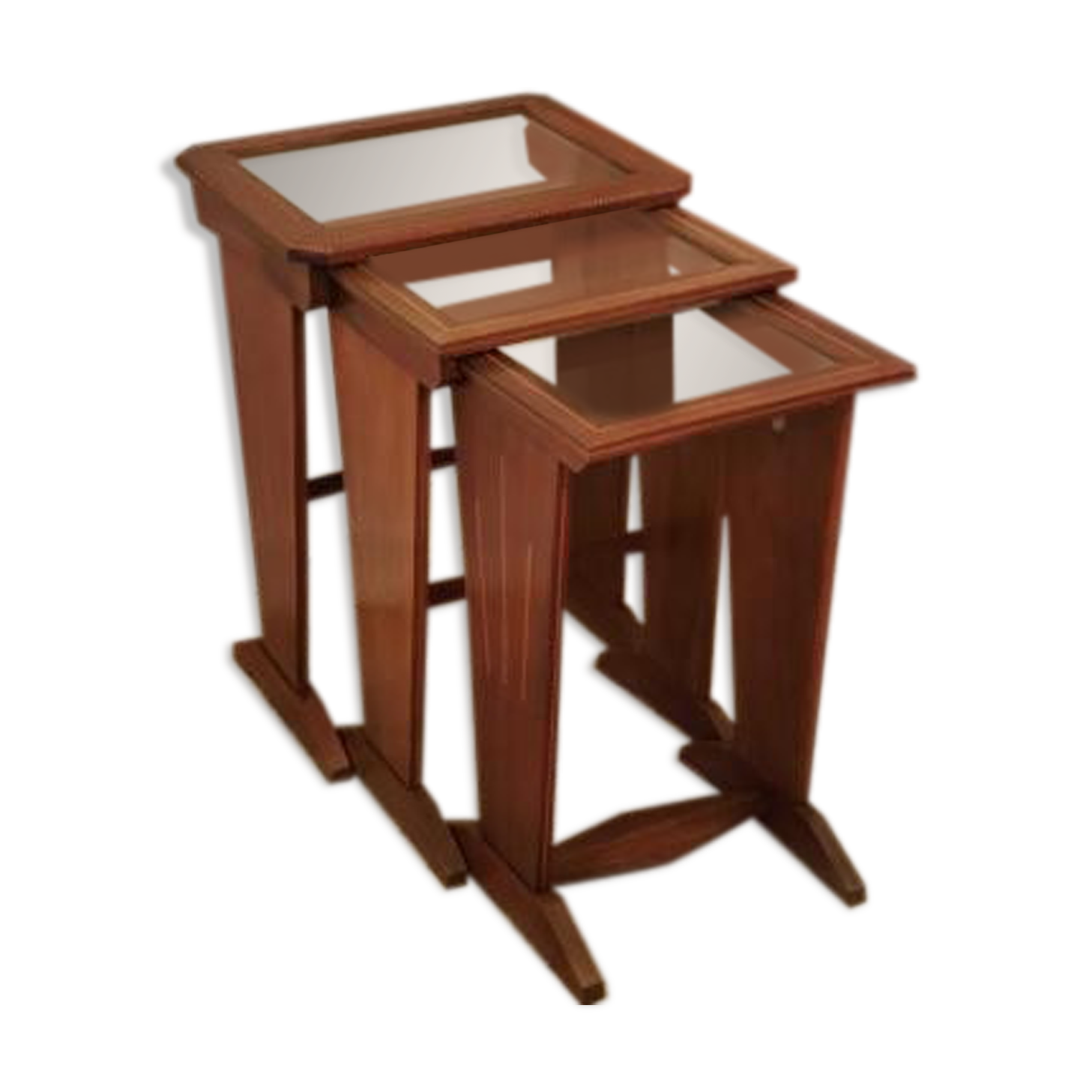 Series of 3 tables gignogne art deco marquetry