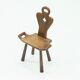Brutalist Spanish Side Chair Stool in Solid Oak, 1960s