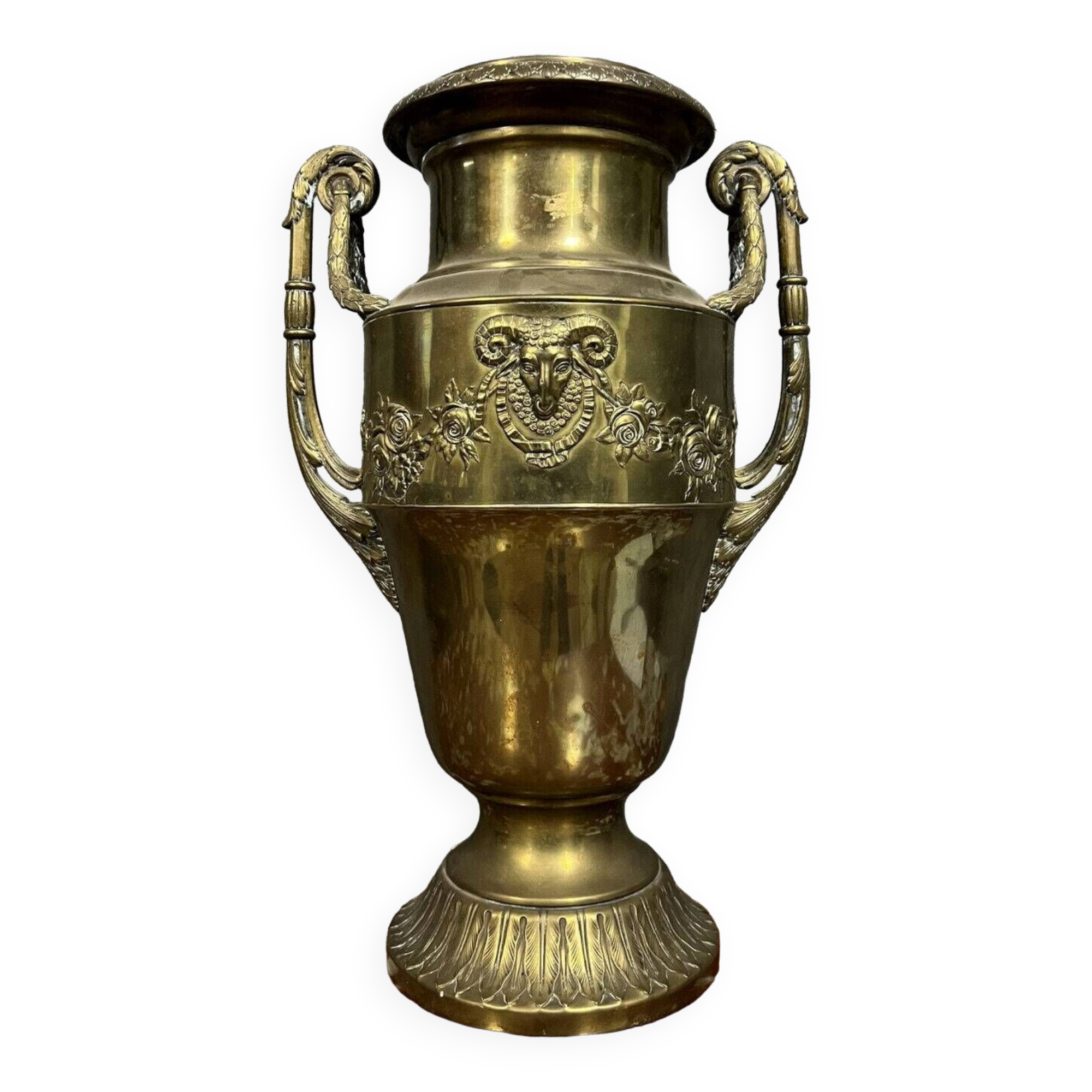 Empire style ibex vase in gilded brass circa 1850