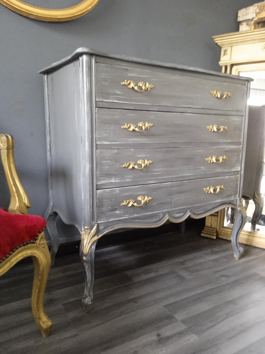 Patinated chest of drawers Louis XV style