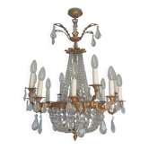 Lustre baroque véritable cristal de bohème et bronze 12 branches