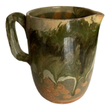 Glazed clay pitcher vase mixed earth 1970