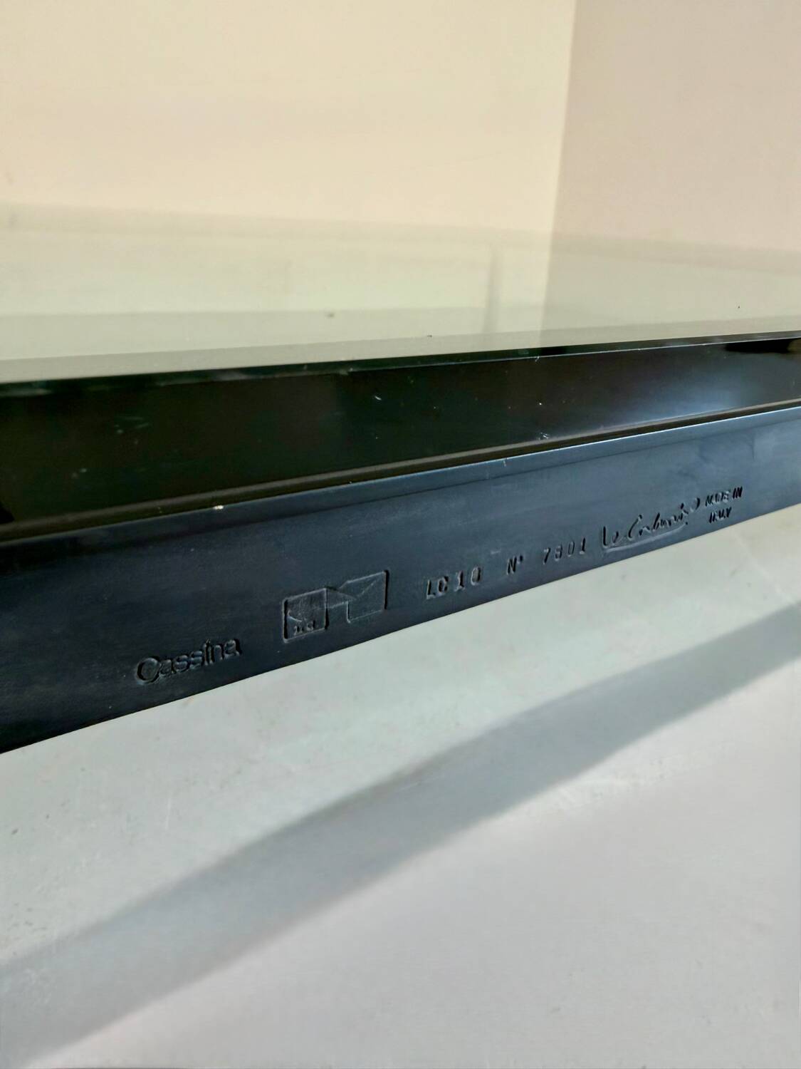 XXL coffee table LC10 design by Le Corbusier for Cassina, 1980s, glass.