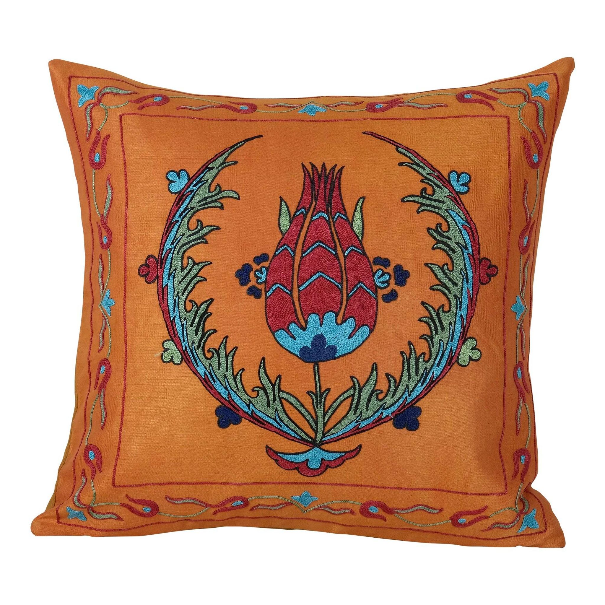 Housse de coussin brodée vintage 51x51 cm