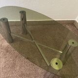 Chrome metal coffee table with smoked glass from the 70s