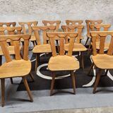 12 wooden bistro chairs, 1970