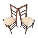Paire d’élégantes chaises en cannage de lame