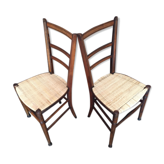 Pair of elegant blade caning chairs