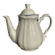 White earthenware teapot with blue and silver trim H22.5