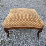 Louis Philippe style footstool in oak and velvet
