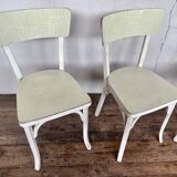 Series of 4 baumann white formica bistro chairs