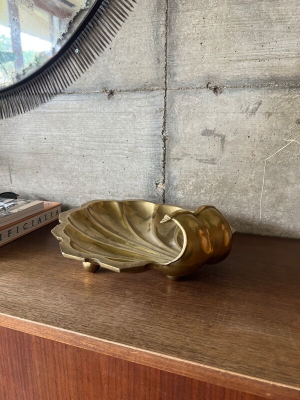 Vide poche coquille saint-jacques en laiton des années 50