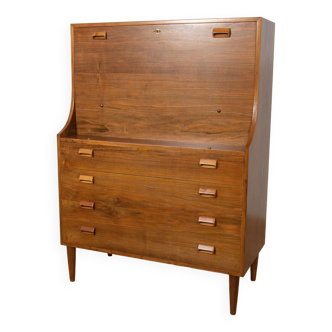 Mid-Century Danish Walnut Secretary by Borge Mogensen for Soborg Mobler, 1960s