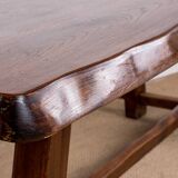 Dining room table, Brutalist style, solid elm, O. Hanninen style
