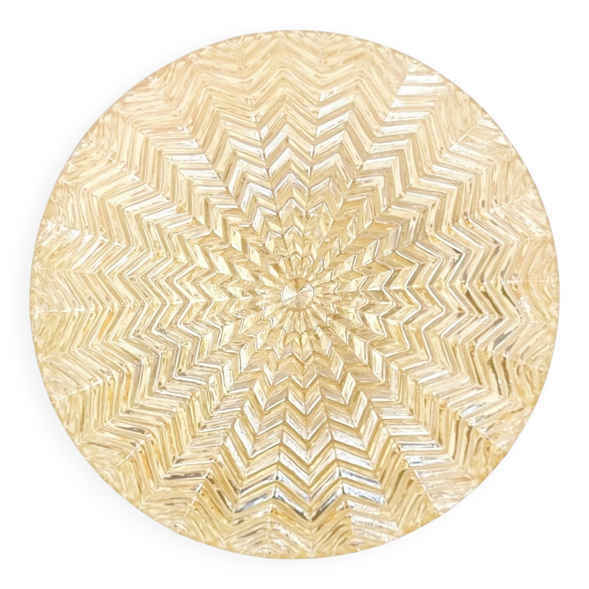 Mid Century Geometric Amber Glass Ceiling Light from Limburg, Germany, 70s