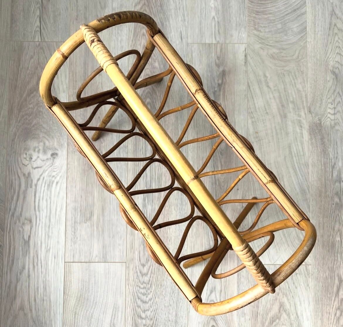 Vintage rattan magazine rack