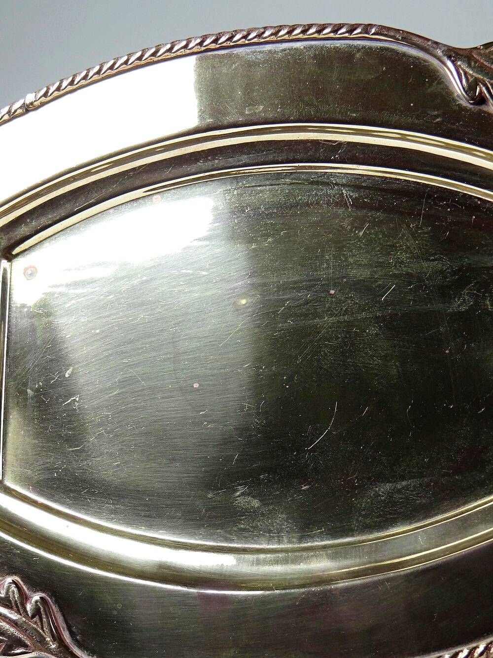 Small vintage brass tray with a floral design, Louis XVI style.
