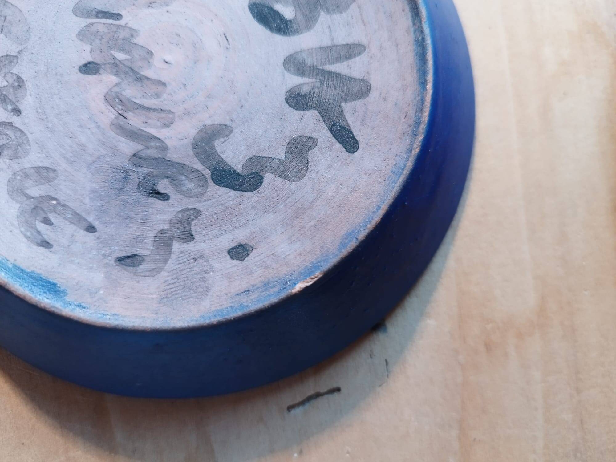 Set of 6 dark blue cups and saucers Charles Voltz Vallauris