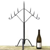 Large 7-arm wrought iron tripod candle holder, 1950s