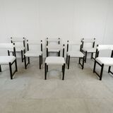 Set of 8 brutalist dining chairs by Emiel Veranneman for Decoene, 1970s