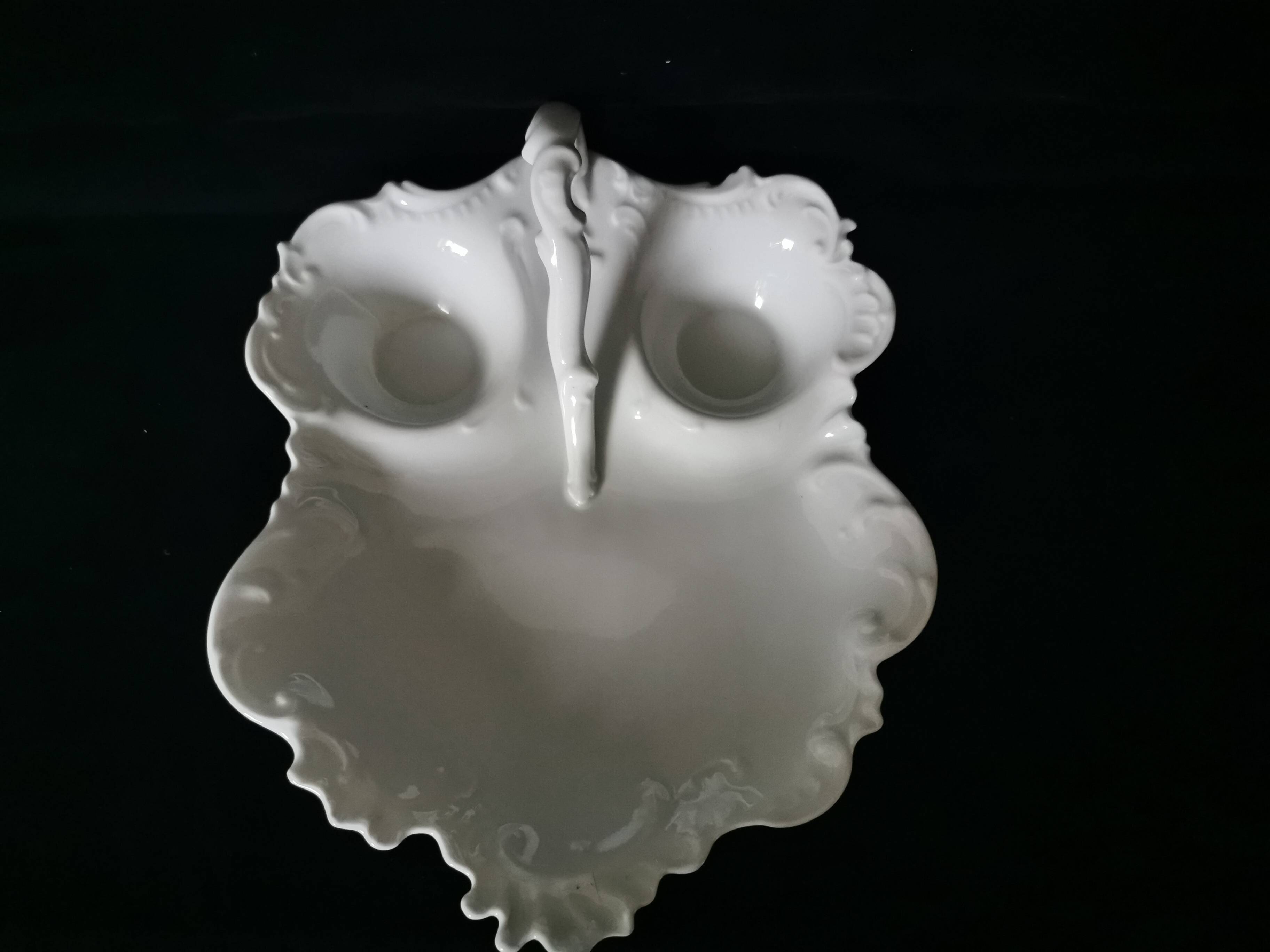 white Limoges porcelain crudité dish