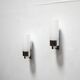 Pair of vintage metal and opaline wall lamps
