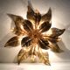 Pair of Florentine Wall Lamps / Ceiling Lights Golden Metal Leaves