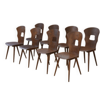 Set of 8 Baumann chairs model “Gentiane” by Henri Julien 1960s