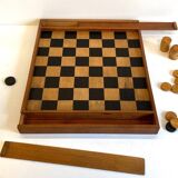 Game of checkers wood dovetail assembly vintage