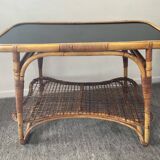 Vintage coffee table from the 50s in rattan