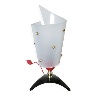 Lampe tripode en perspex, Bakelite et laiton, années 50 ou 60, France