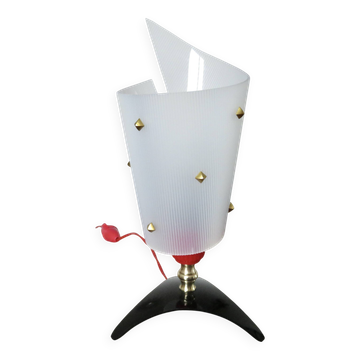 Tripod lamp in perspex, Bakelite and brass, 1950s or 1960s, France