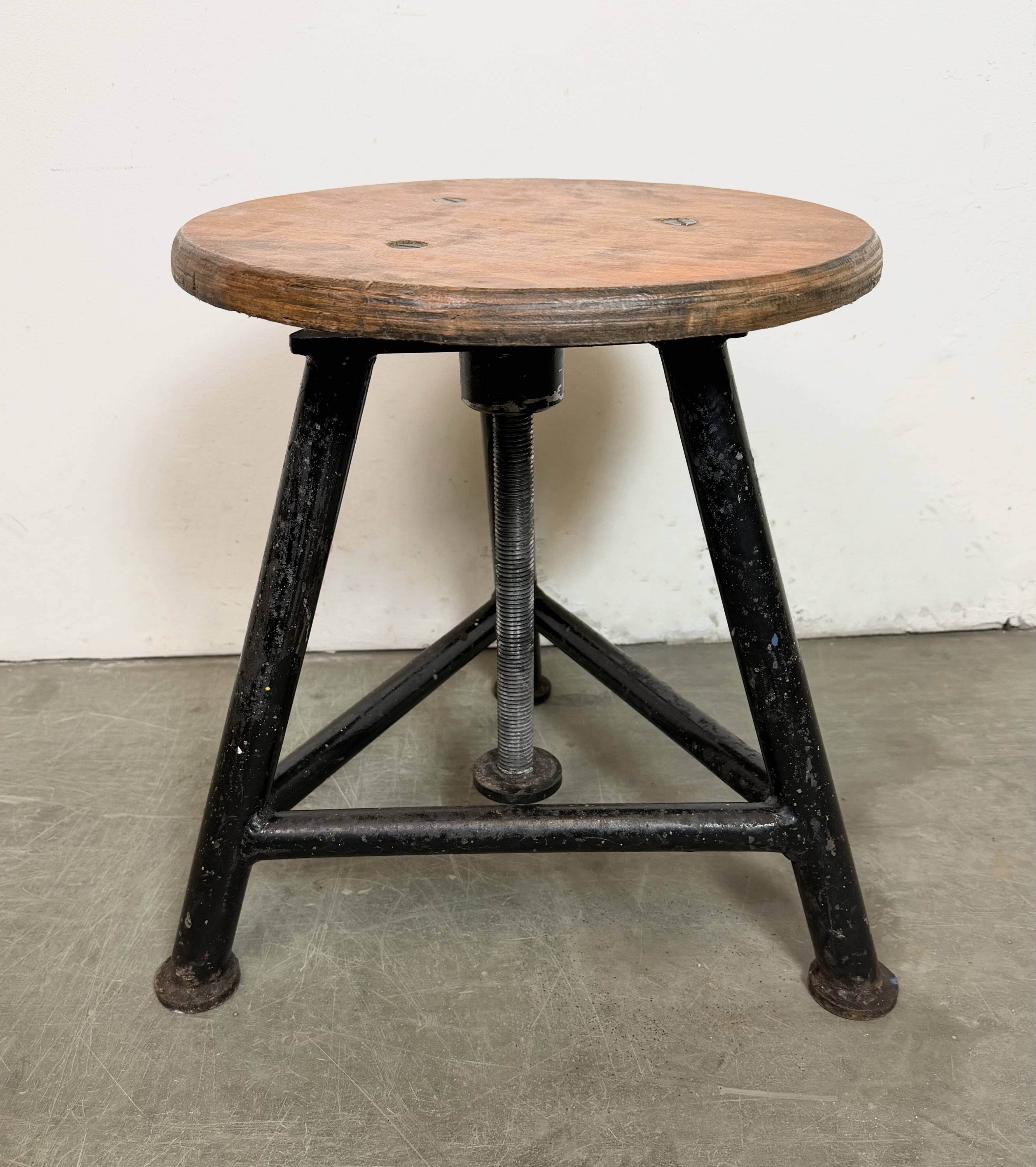 Black Industrial Workshop Swivel Stool, 1960s