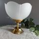 Art deco desk lamp white frosted corolla glass, gold base