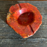 Vintage 70s ROMANO BIANCHI Red Alabaster Ashtray Made in Italy