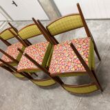 Lot of 6 teak and fabric chairs