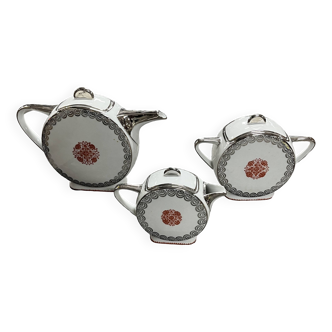 Limoges coffee service 03 pieces sugar bowl, dairy, coffee maker.