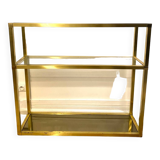 3-tier shelf in glass, mirror and brass