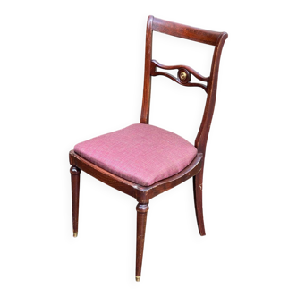 Mahogany chair in English style with burgundy fabric from the 20th century.