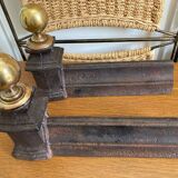 Pair of antique cast iron and brass bedside tables