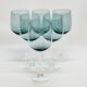 6 Large Wine or Water Balloon Glasses in Petrol Blue Color Blown Glass
