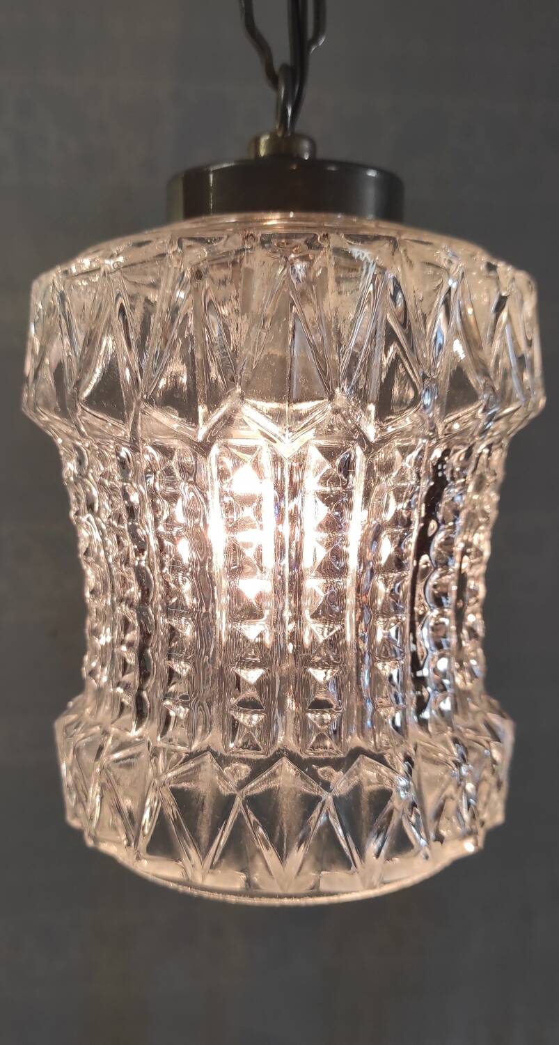 Suspension baladeuse en verre et métal doré - années 60/70