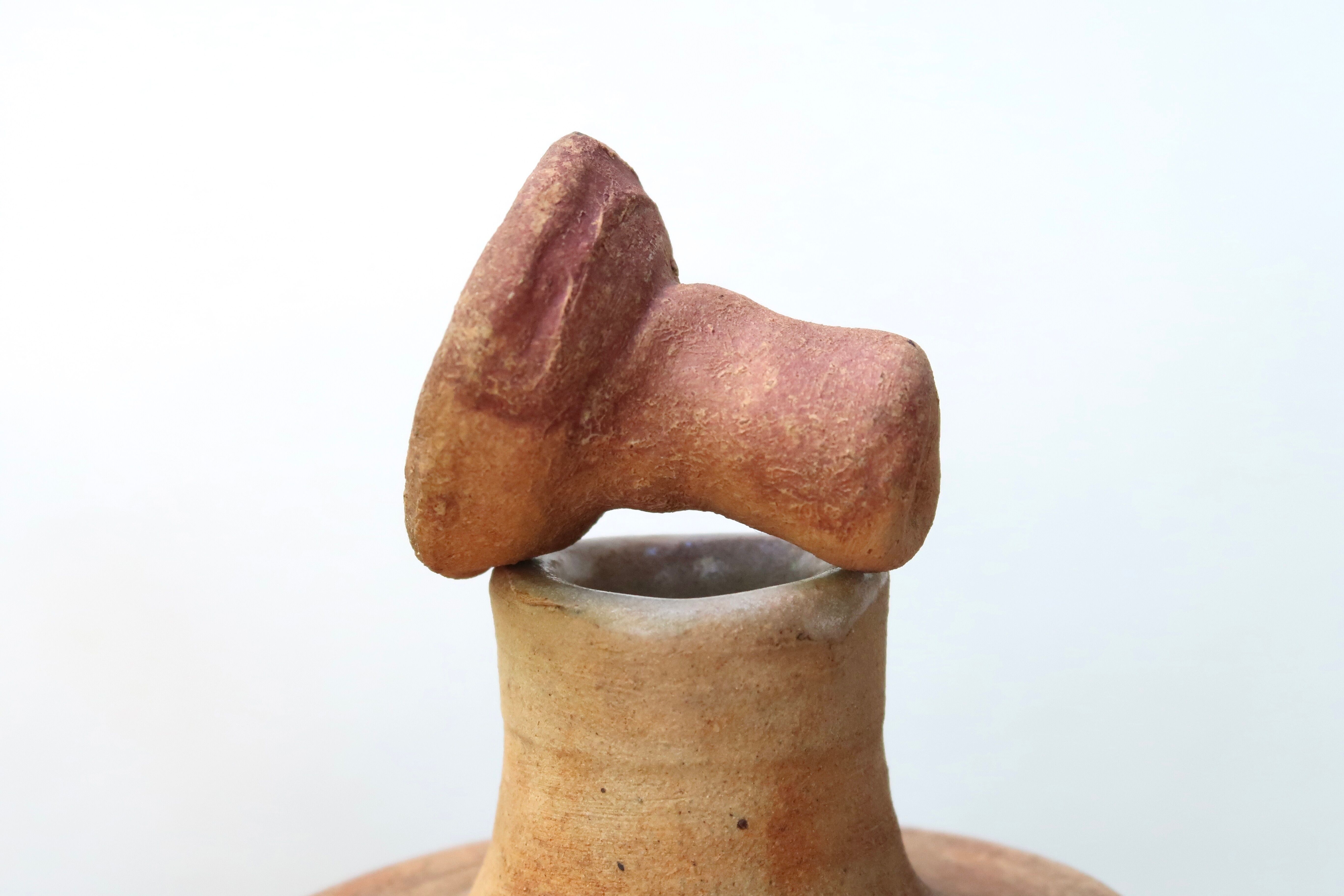 Ceramic bottle from la colombe pottery, floral decoration, 70s
